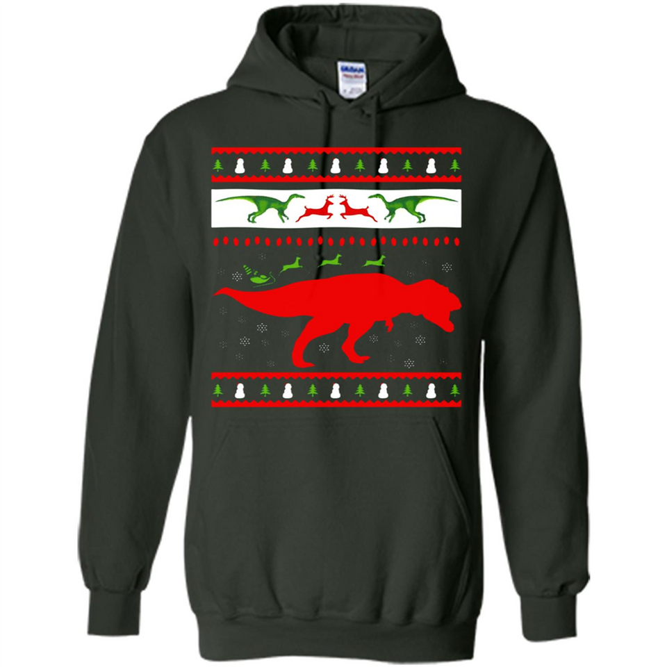 Dinosaur and Santa Clause Ugly Christmas Sweater - Hoodie