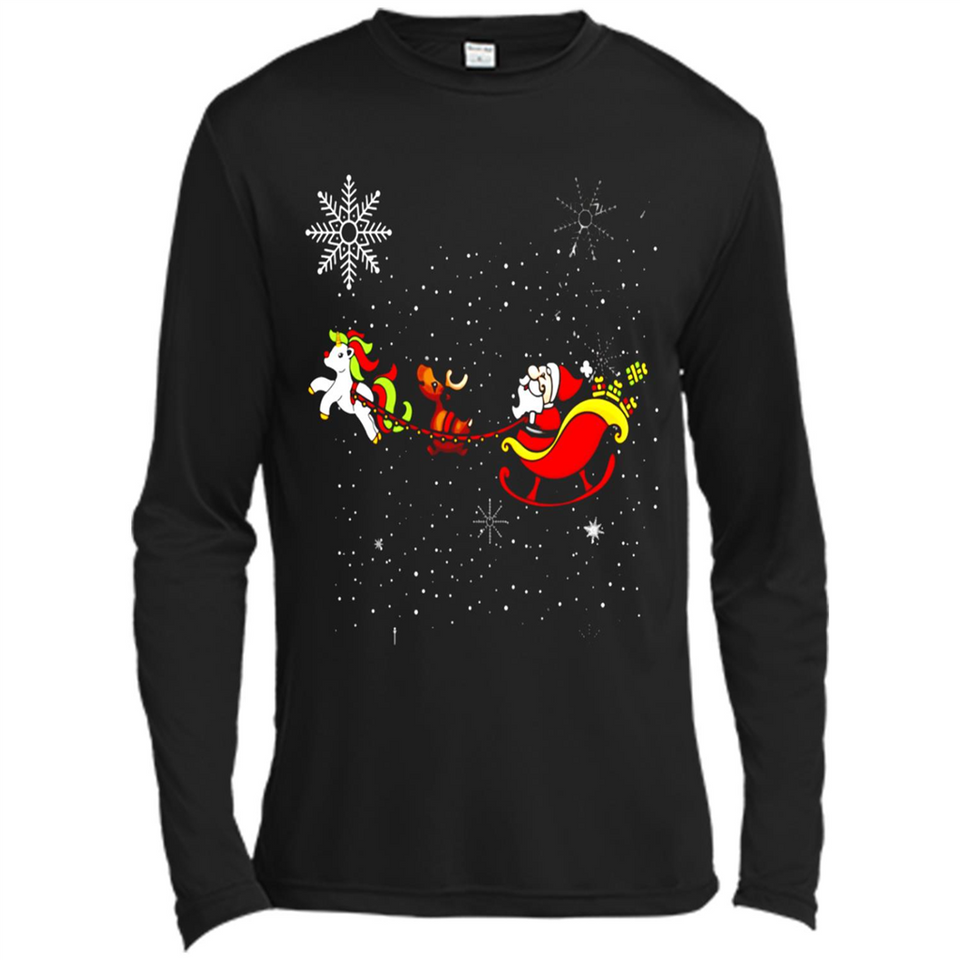 Christmas Unicorn Rudolph and Santa - Canvas Long Sleeve T-Shirt