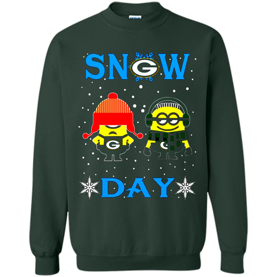 Snow Day Shirt For Green Bay Packers Vs Minion Fans pingpong