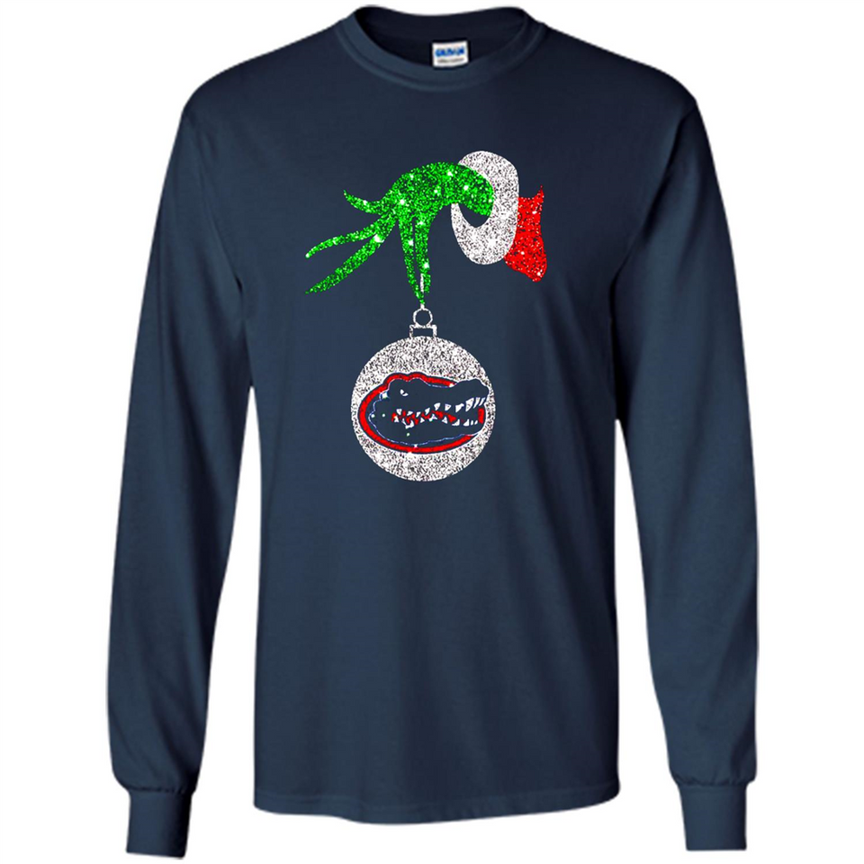 Funny Florida Gators Glitter Grinch Monogram Ornament Christmas Gift - Long Sleeve T-Shirt