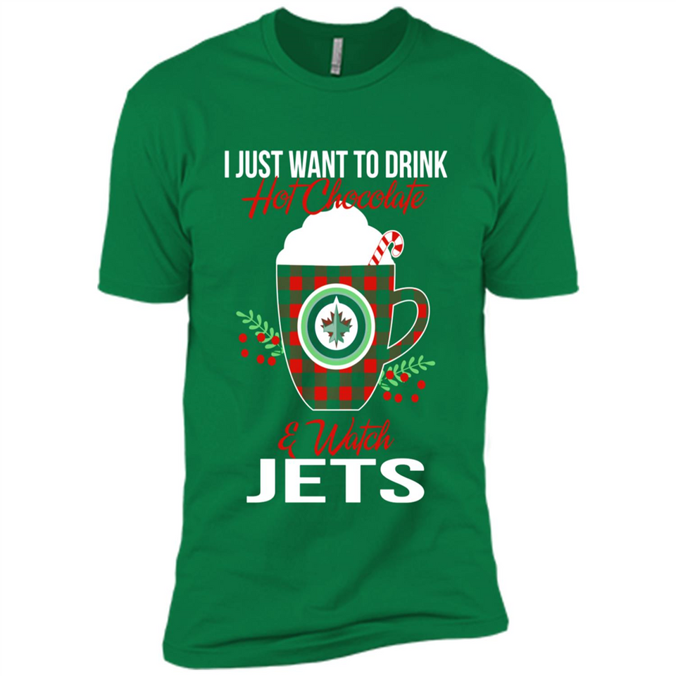 I Just Want To Drink Hot Chocolate & Watch Winnipeg Jets Ugly Christmas Sweater PINGPONG