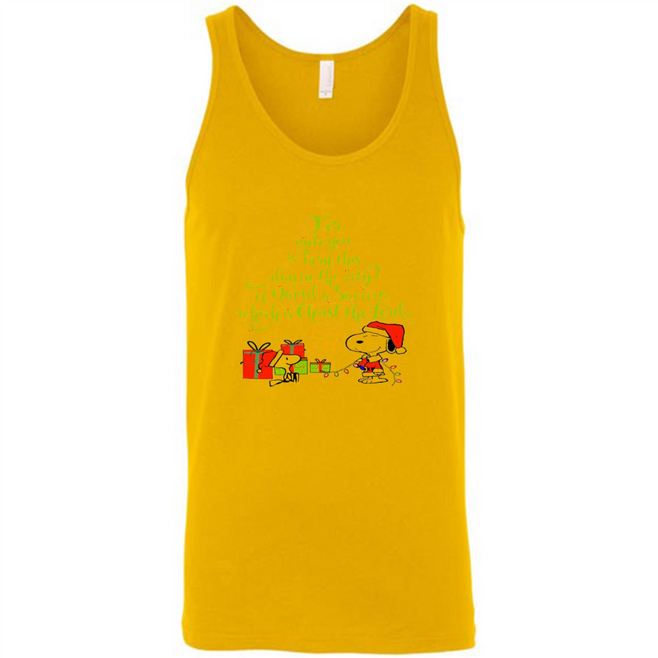Snoopy Merry Christmas with Christmas tree T-Shirt - Canvas Unisex Tank