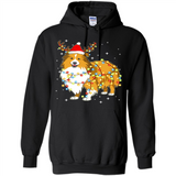 Christmas Lights Shetland Sheepdog Wearing Santa Hat Funny Xmas - Hoodie