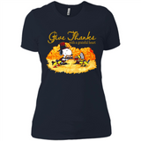 Snoopy Thanksgiving Give Thanks With A Grateful Heart - Ladies' Boyfriend T-Shirt