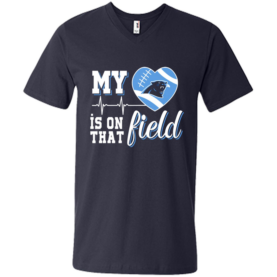 Carolina Panthers Football My Heart is on that Field - Men's V-Neck