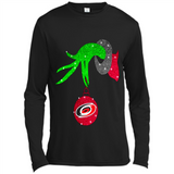 GRINCH HAND HOLDING CAROLINA HURRICANES GLITTER CHRISTMAS PINGPONG