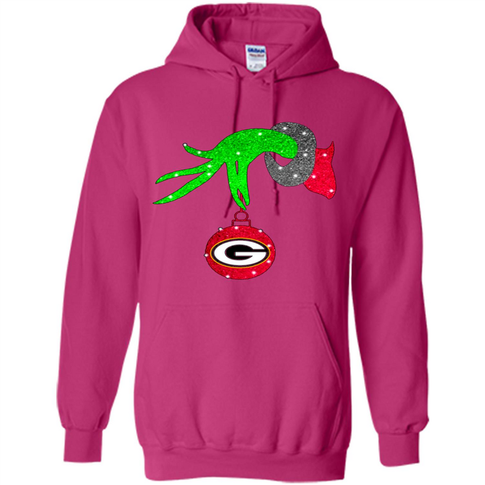 GRINCH HAND HOLDING GREEN BAY PACKERS GLITTER CHRISTMAS PINGPONG