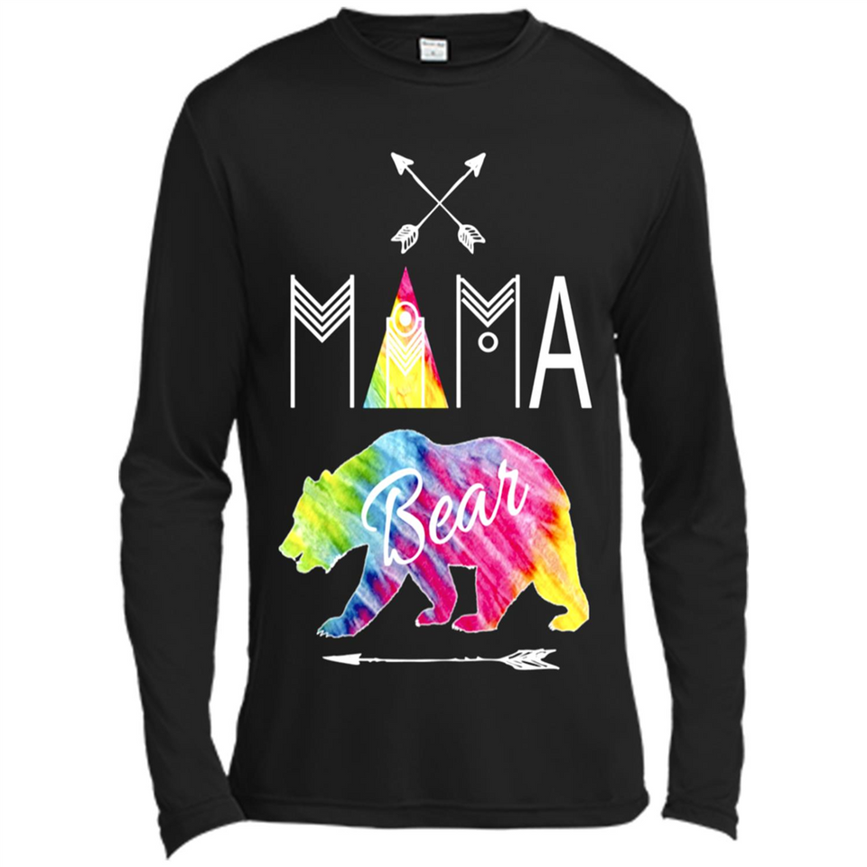 Mama Bear Shirt Tie Dye Family Vacation & Camping Tee - Canvas Long Sleeve T-Shirt