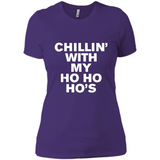 Chillin With My Ho Ho Ho's Funny Christmas - Ladies' Boyfriend T-Shirt