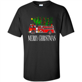 Firetruck Santa Sleigh Merry Christmas Firefighter - Shirt