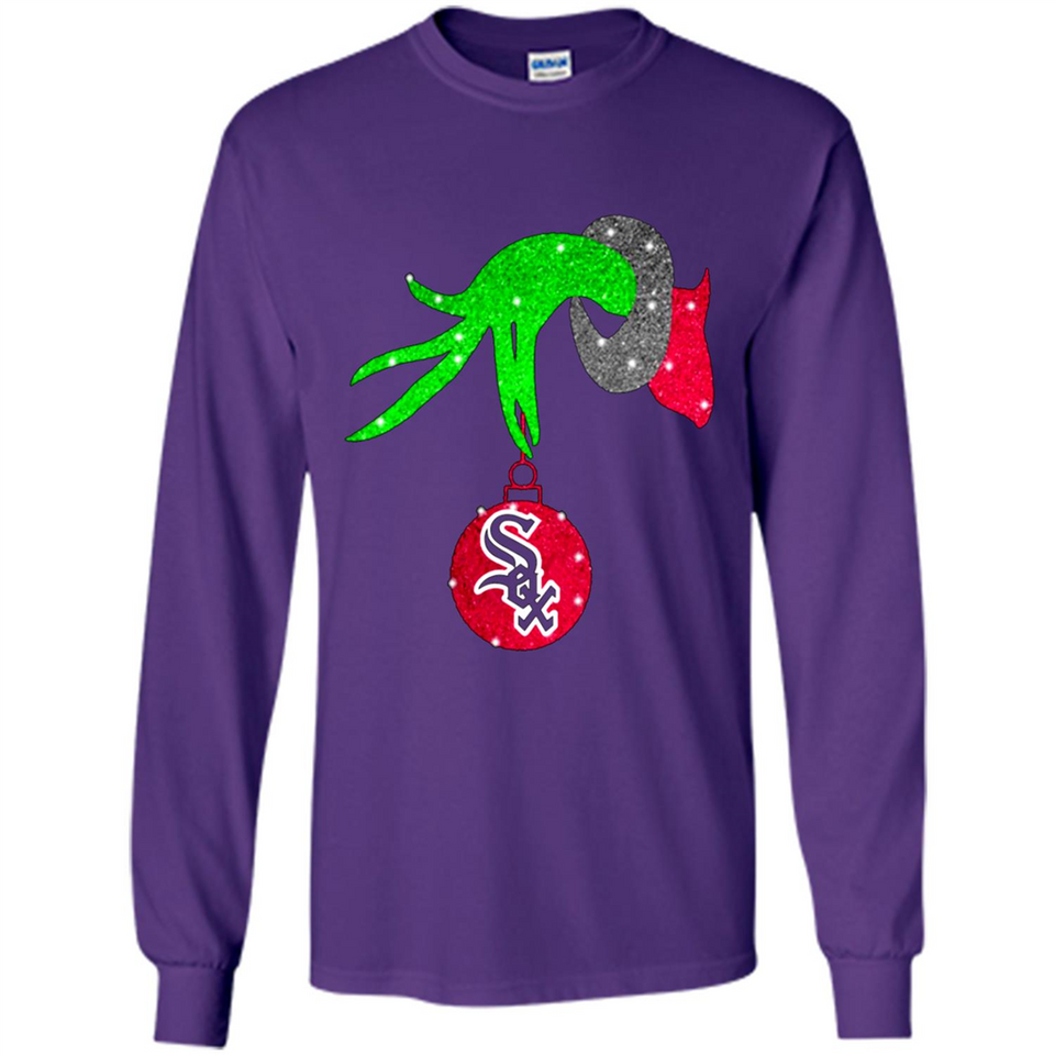 GRINCH HAND HOLDING CHICAGO WHITE SOX GLITTER CHRISTMAS PINGPONG