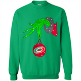 GRINCH HAND HOLDING CAROLINA HURRICANES GLITTER CHRISTMAS PINGPONG