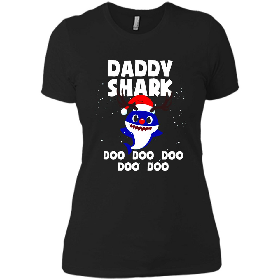 Daddy Shark Costume Reindeer Funny Christmas T-Shirt - Ladies' Boyfriend T-Shirt