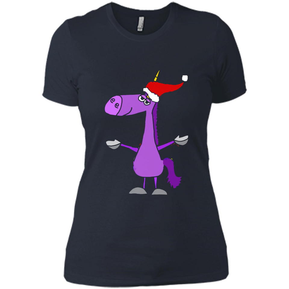 Funny Christmas Unicorn in Santa Hat - Ladies' Boyfriend T-Shirt