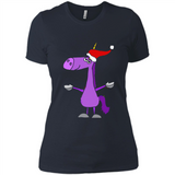 Funny Christmas Unicorn in Santa Hat - Ladies' Boyfriend T-Shirt
