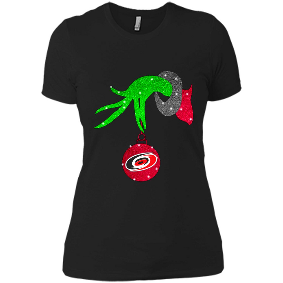 GRINCH HAND HOLDING CAROLINA HURRICANES GLITTER CHRISTMAS PINGPONG