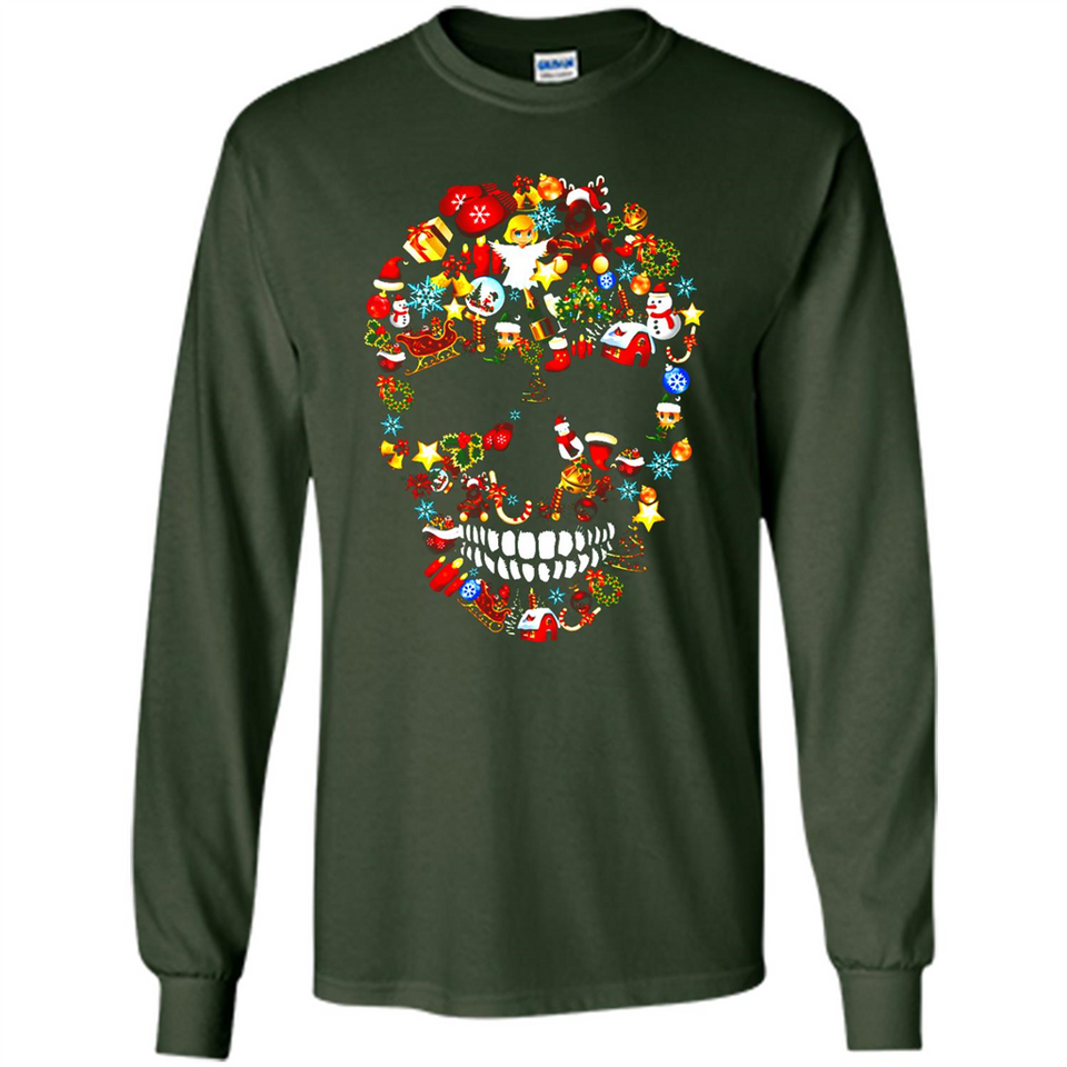 Skull Christmas Decorations Merry Xmas T-Shirt - Long Sleeve T-Shirt