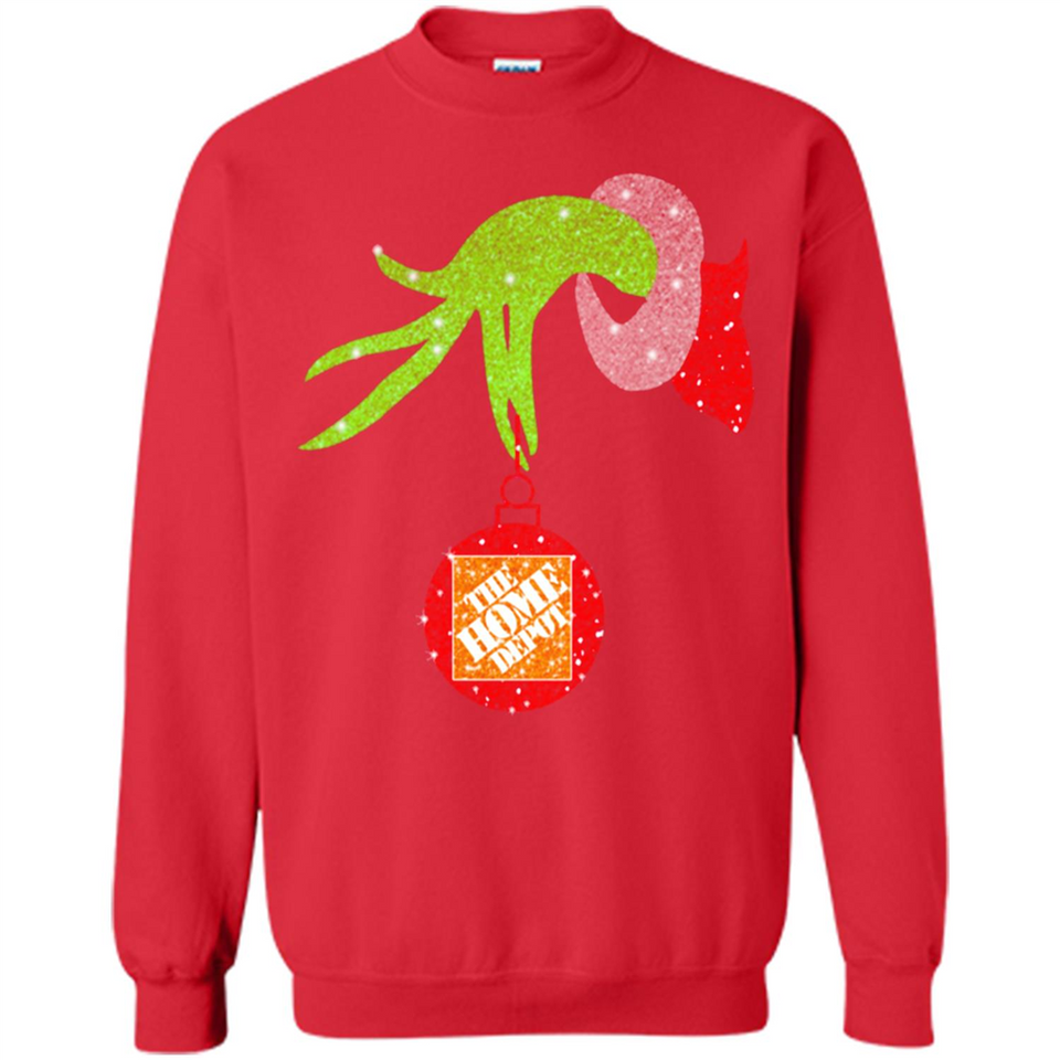Grinch hand holding Logo HomeDepot Glitter Christmas - Sweatshirt