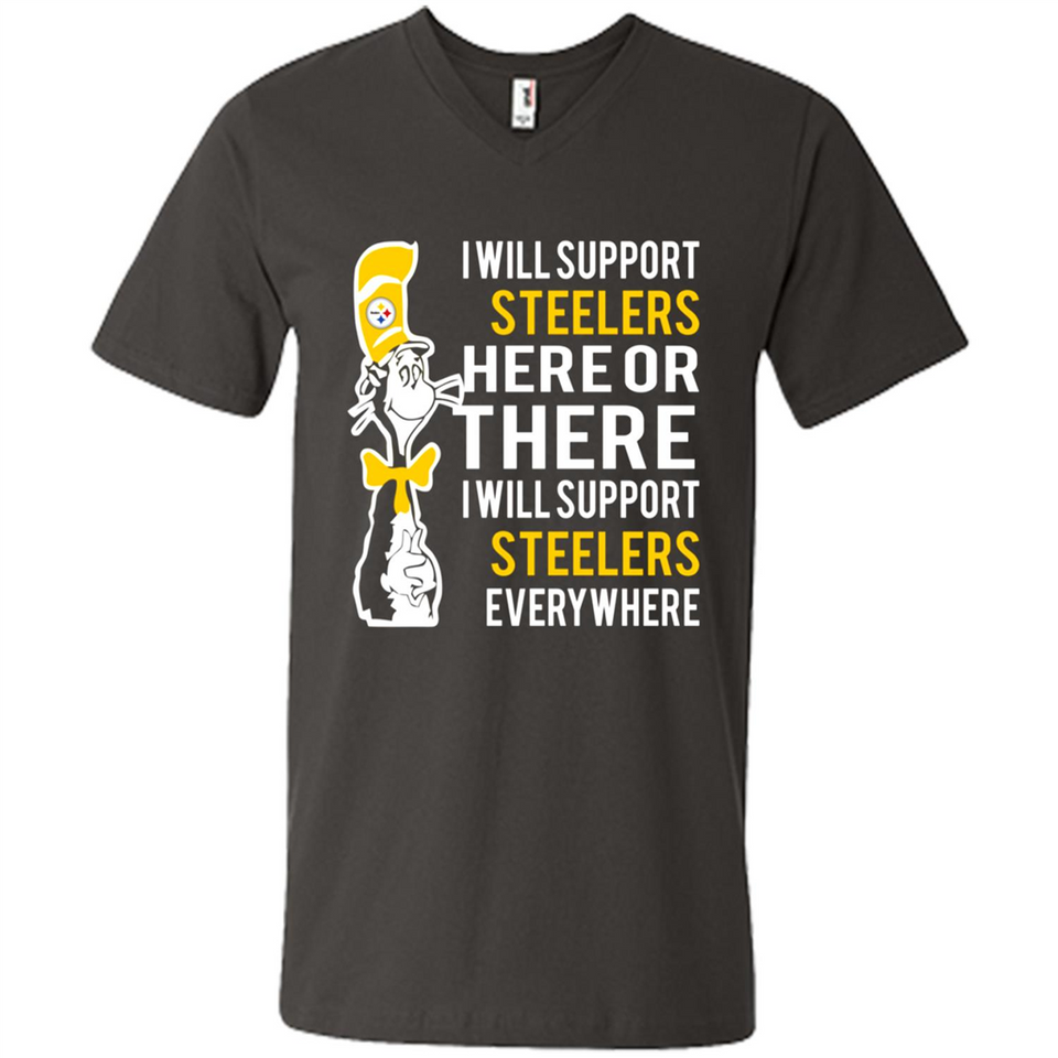 Shirt For Dr Seuss Cat And Pittsburgh Steelers Fans - Men's V-Neck