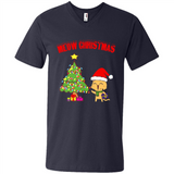 Meow merry christmas- cat and pine merry christmas - Men's V-Neck