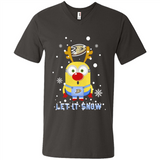Minion Anaheim Ducks Ugly Christmas Sweater Let it Snow - Men's V-Neck