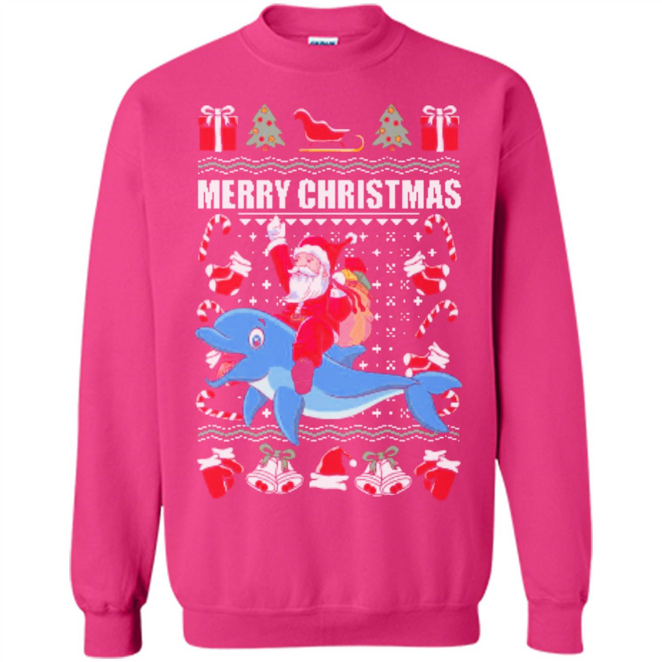 Ugly Christmas Santa Riding Dolphin - Sweatshirt