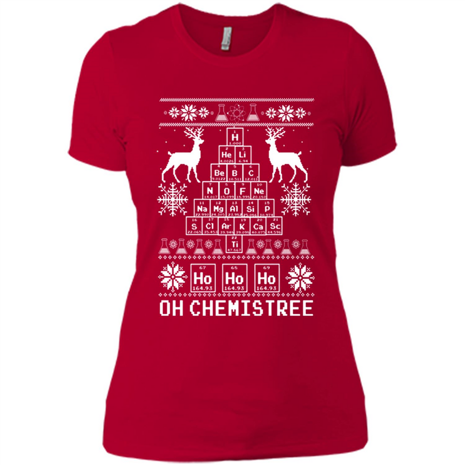 Oh Chemistry Tree Ugly Christmas Sweater - Ladies' Boyfriend T-Shirt