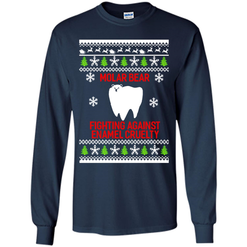 Molar bear fighting against enamel cruelty Christmas - Long Sleeve T-Shirt