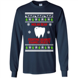 Molar bear fighting against enamel cruelty Christmas - Long Sleeve T-Shirt