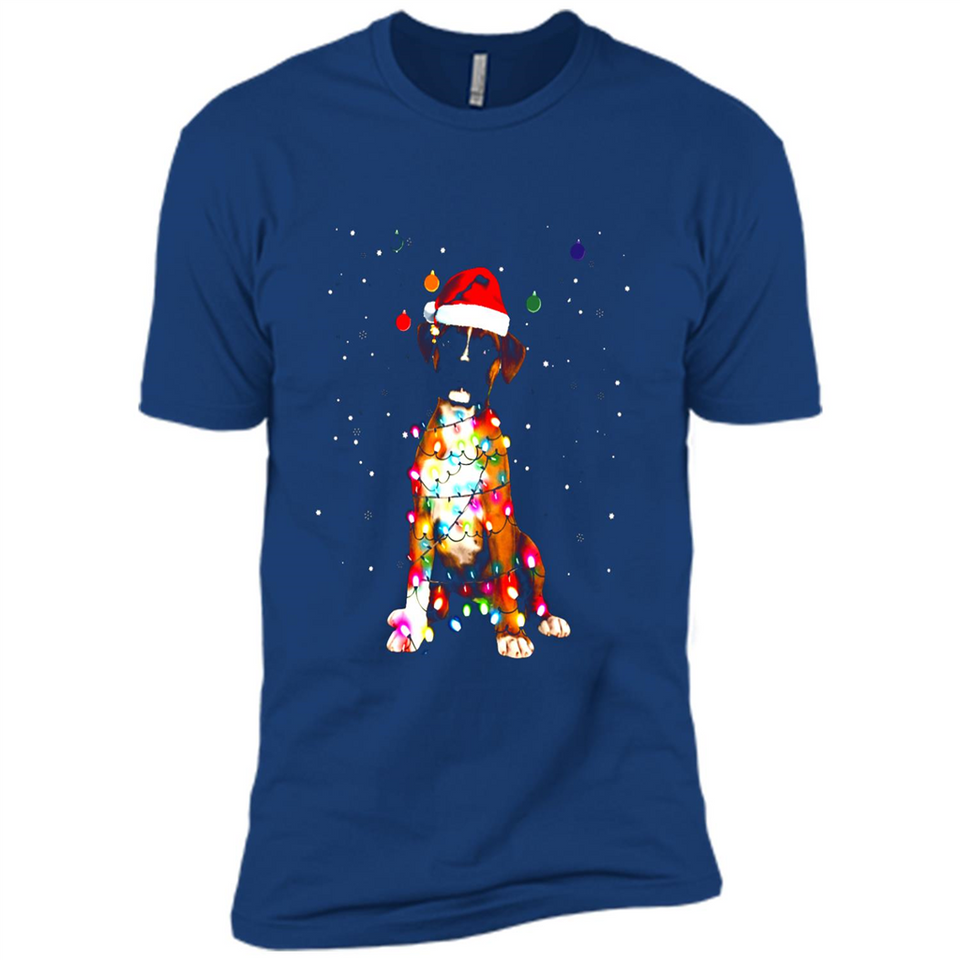 Christmas Lights Boxer Dog Funny Xmas Sweatshirt - Premium Short Sleeve T-Shirt