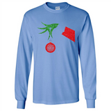 Funny Grinch Hand holding Firefighter ornament Christmas Sporty T-Shirt - Long Sleeve T-Shirt
