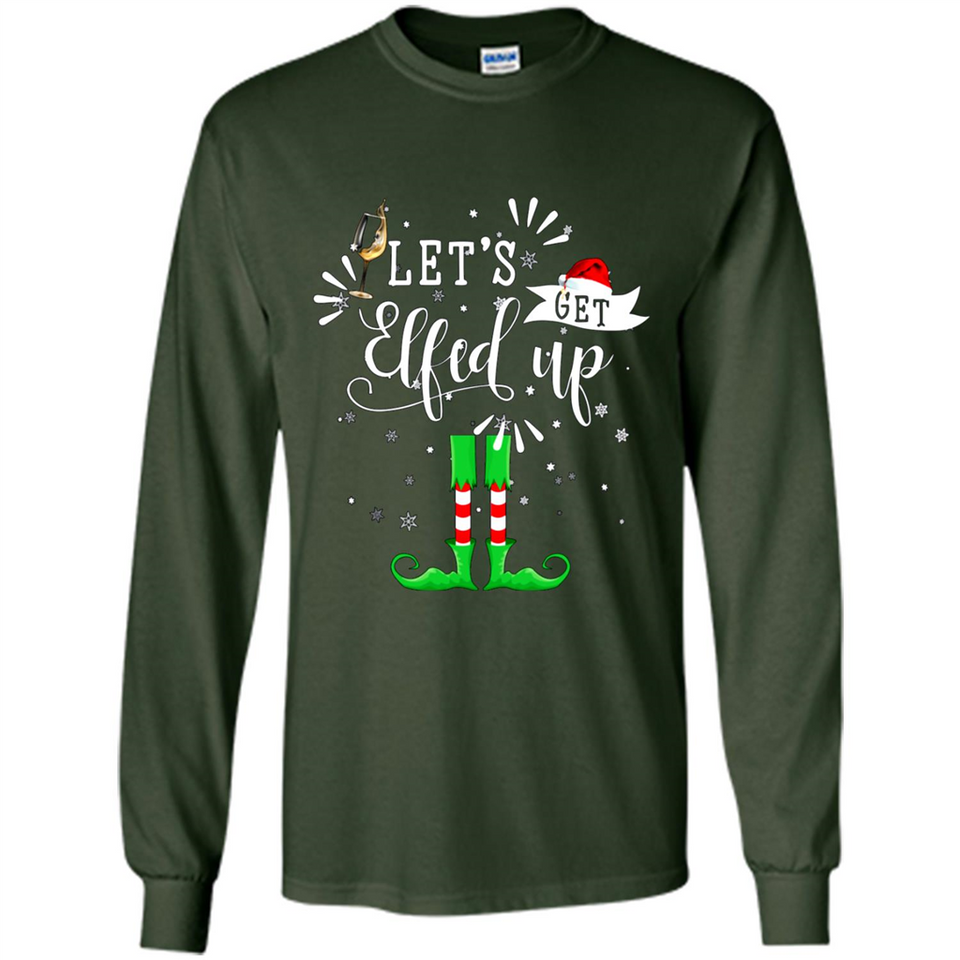 Let's Get Elfed Up Funny Drinking Wine Christmas Elf PINGPONG