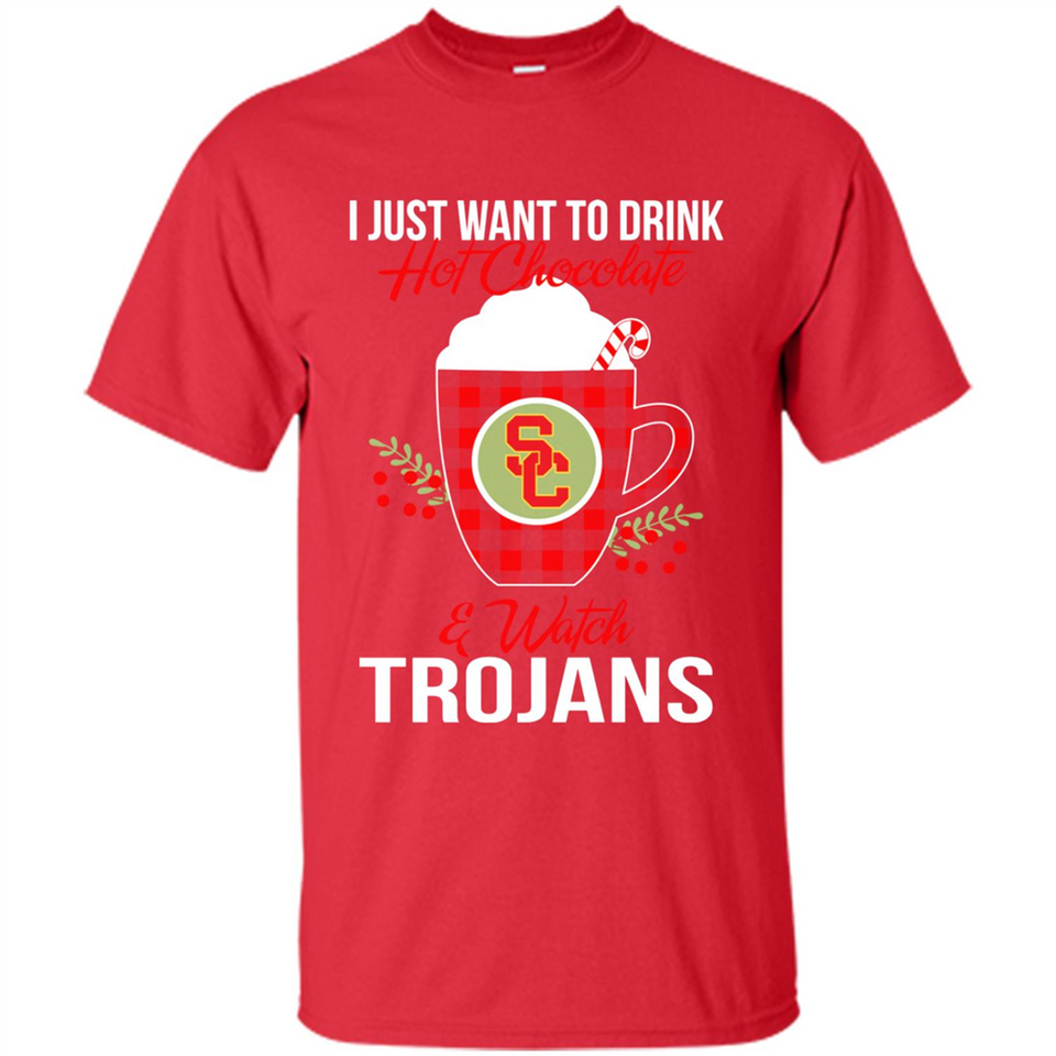 I Just Want To Drink Hot Chocolate & Watch USC Trojans Ugly Christmas Sweater PINGPONG