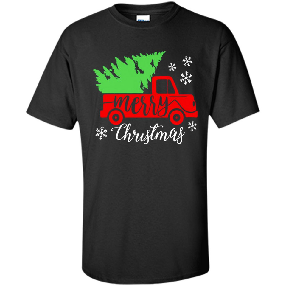 Vintage Christmas Classic Truck T-Shirt with Snow and Tree