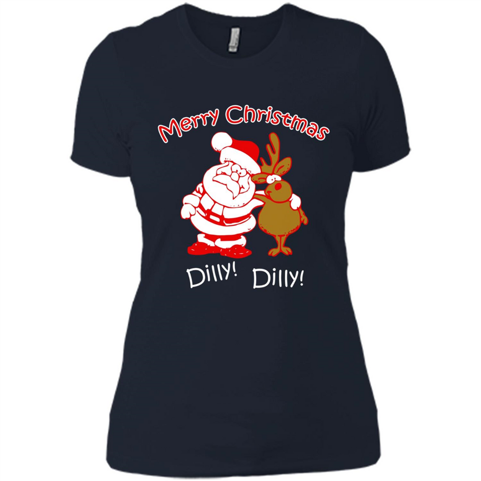 Christmas T-Shirt Santa And Reindeer Dilly Dilly - Ladies' Boyfriend T-Shirt