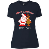 Christmas T-Shirt Santa And Reindeer Dilly Dilly - Ladies' Boyfriend T-Shirt