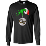 Fantastic Georgia Tech Yellow Jackets Glitter Grinch Monogram Ornament Christmas - Long Sleeve T-Shirt