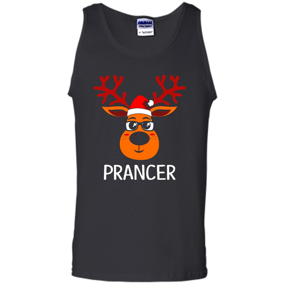 Prancer Reindeer Santa Claus Funny Xmas Holiday T-Shirt - Tank Top