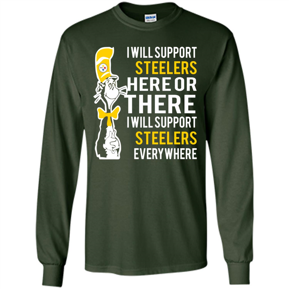 Shirt For Dr Seuss Cat And Pittsburgh Steelers Fans - Long Sleeve T-Shirt