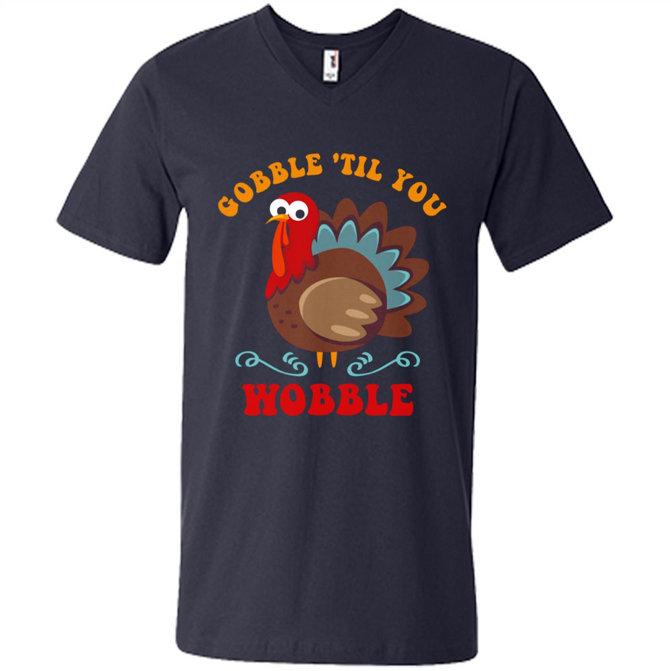 Thanksgiving Gobble Wobble Turkey - Men's V-Neck