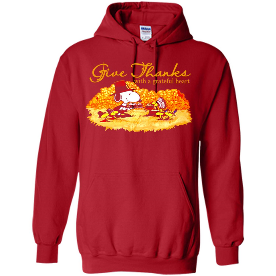 Snoopy Thanksgiving Give Thanks With A Grateful Heart - Hoodie