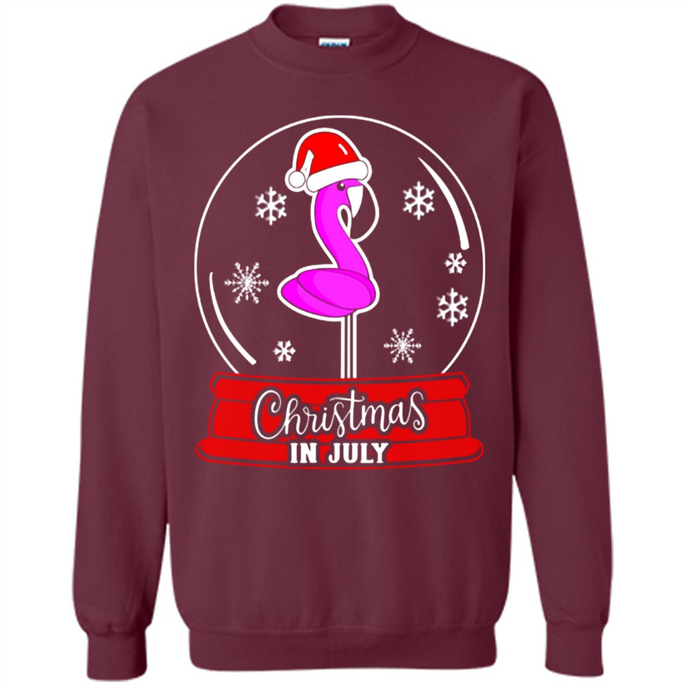 Christmas In July Flamingo Snow Globe Santa Hat - Sweatshirt