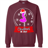 Christmas In July Flamingo Snow Globe Santa Hat - Sweatshirt