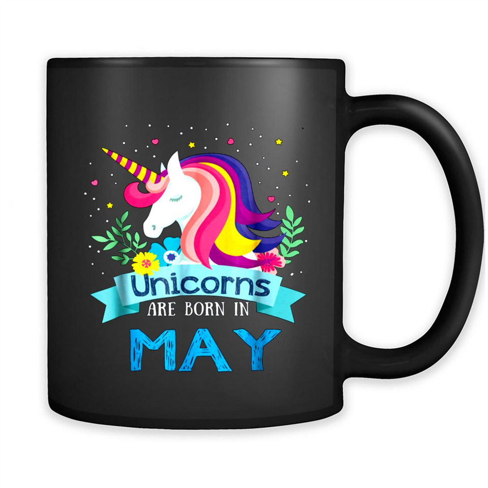 Unicorns are born in May Birthday Rainbow Gift Ladies Custom