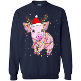 Christmas Lights Pig Wearing Santa Hat Funny Xmas - Sweatshirt
