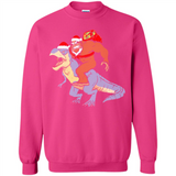 Bigfoot Riding Dinosaurus T-Shirt Funny Bigfoot Santa - Sweatshirt
