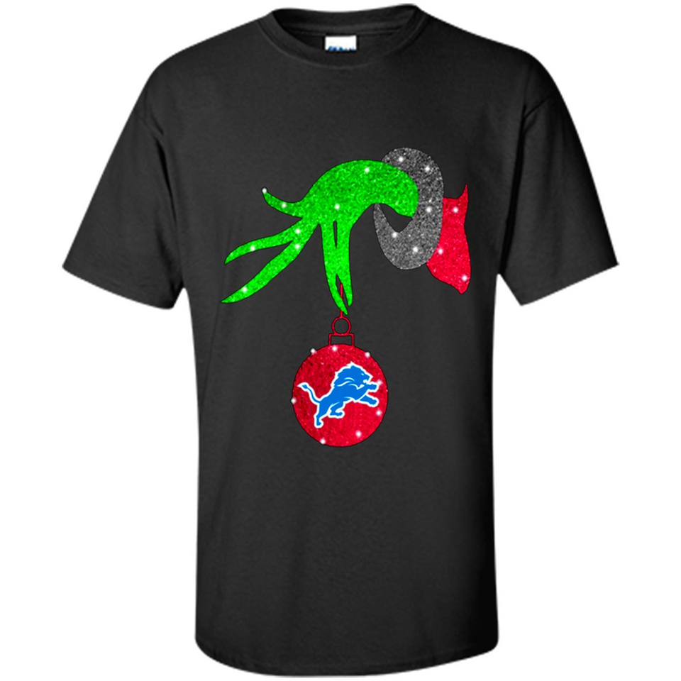 GRINCH HAND HOLDING DETROIT LIONS GLITTER CHRISTMAS PINGPONG