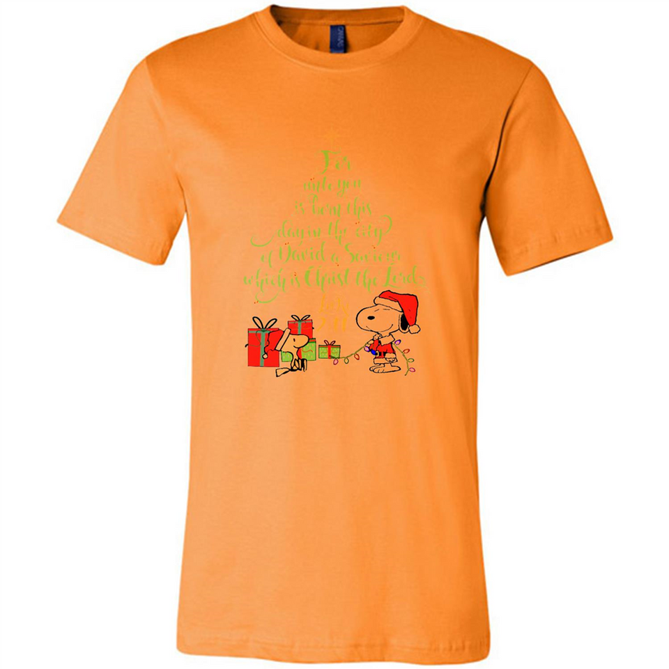 Snoopy Merry Christmas with Christmas tree T-Shirt - Canvas Unisex T-Shirt