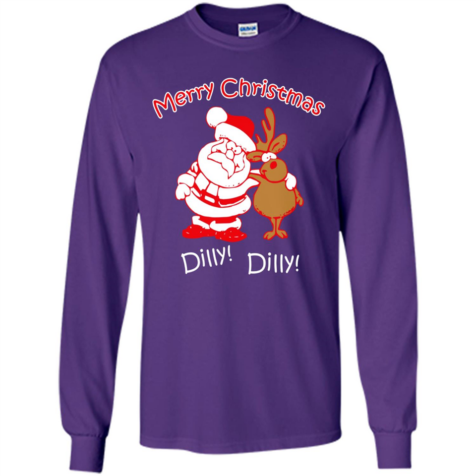 Christmas T-Shirt Santa And Reindeer Dilly Dilly - Long Sleeve T-Shirt