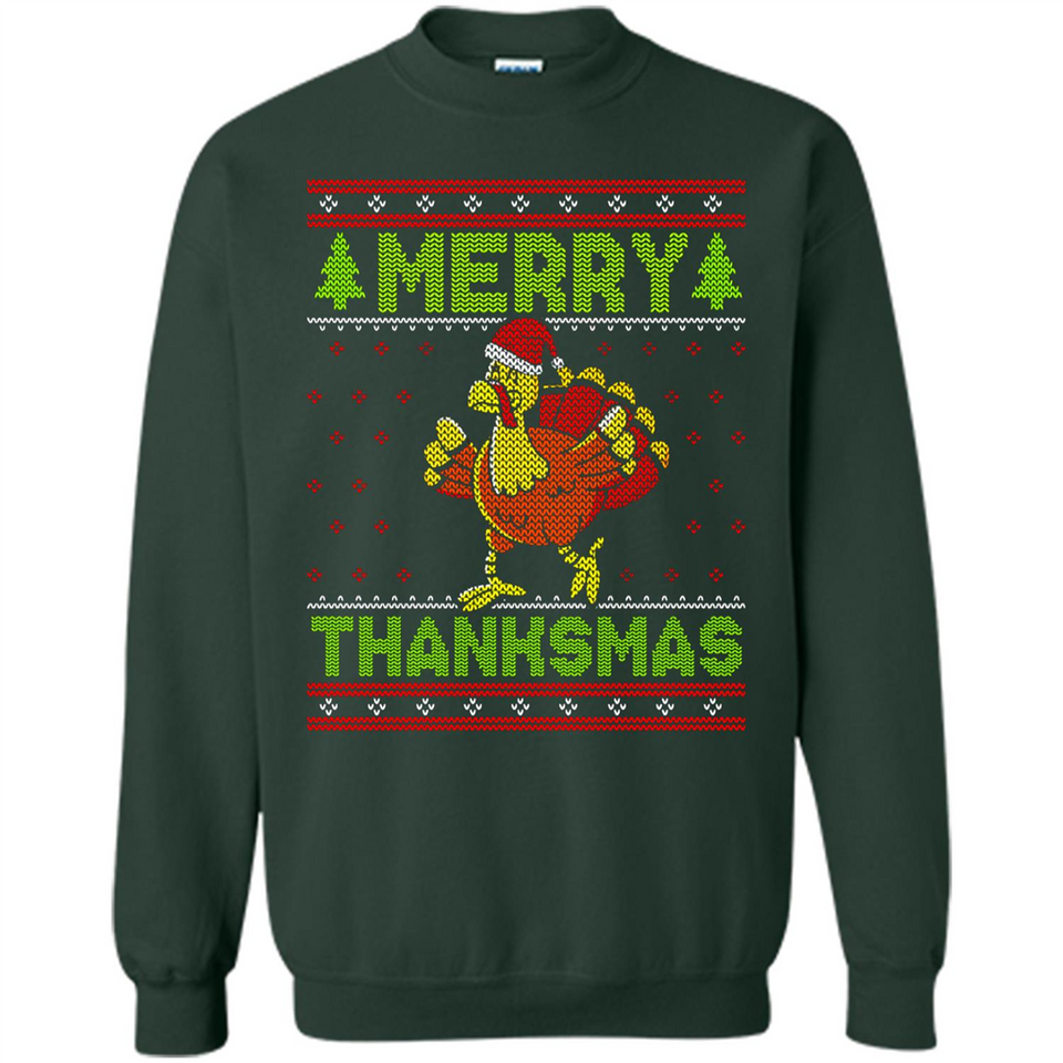 Merry Thankmas Ugly Xmas Thanksgiving Turkey Sweatshirt - Sweatshirt